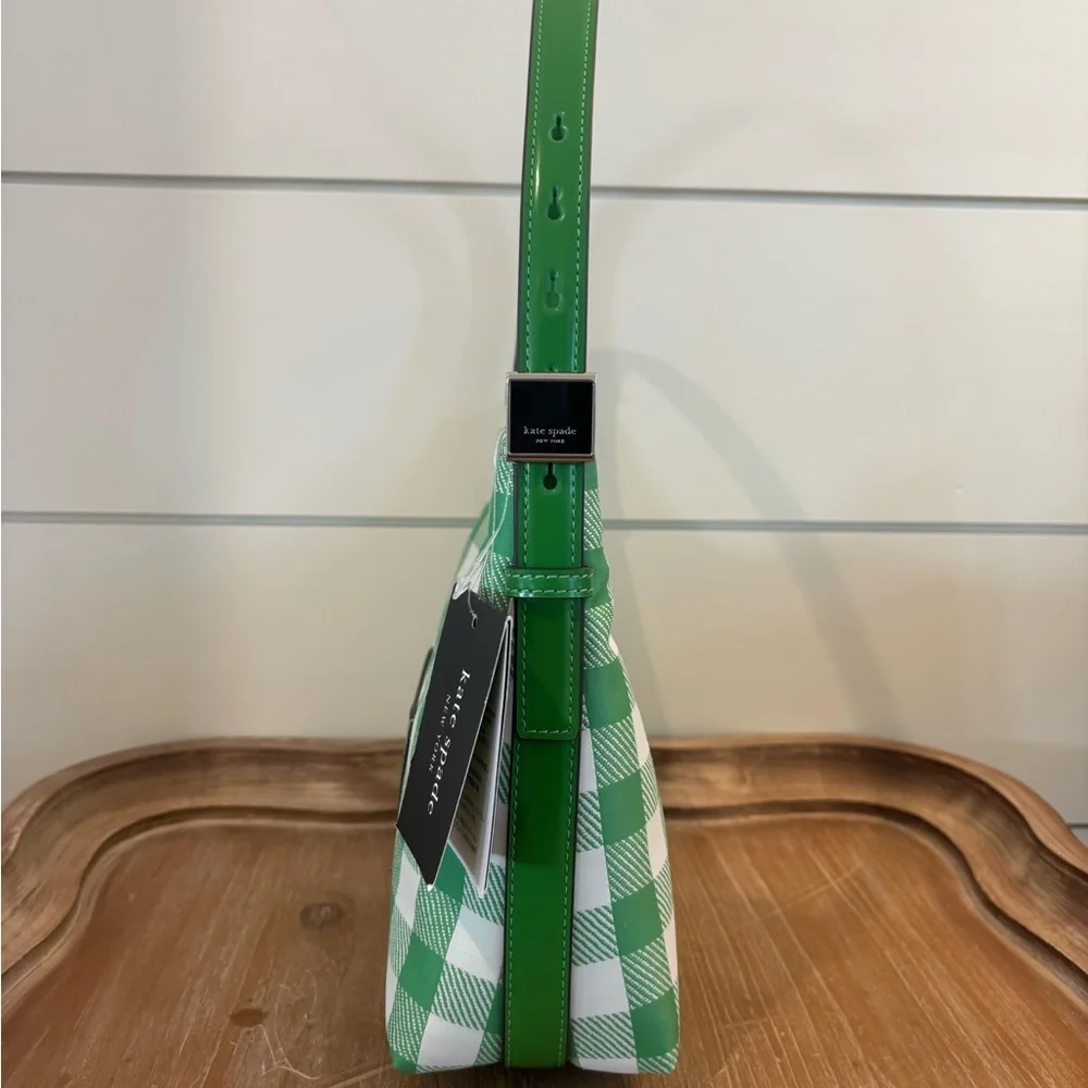 Kate Spade Sam Icon Gingham Printed Fabric Small Shoulder Bag NWT - Picture 8 of 14